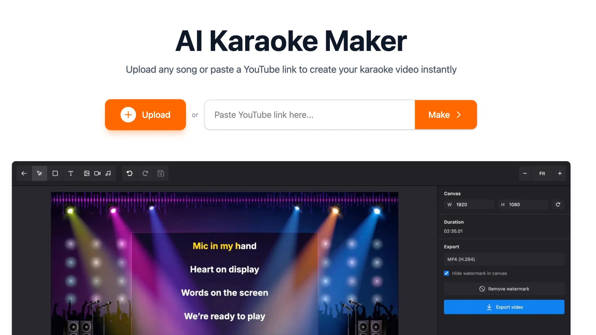 Upload your audio or video file to Karadeo's AI Karaoke Maker