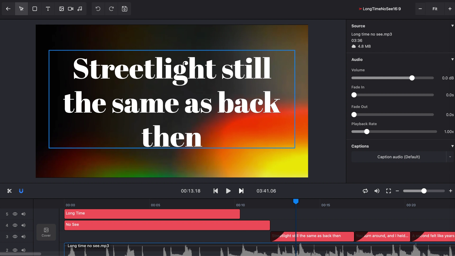 Reviewing line-level timing on the timeline in Karadeo