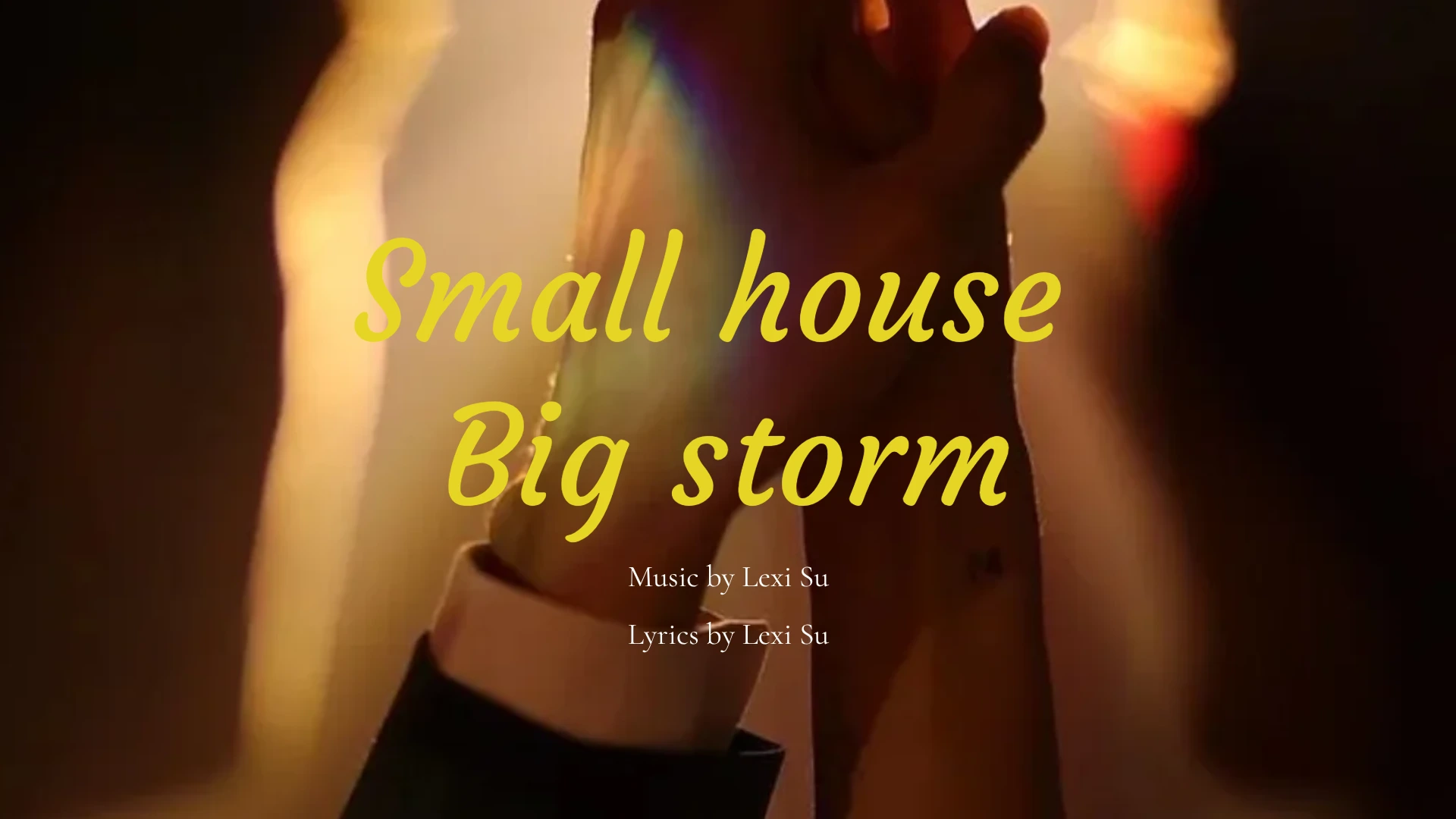 Golden Hour word-level lyrics video template — warm bokeh light with serif typography