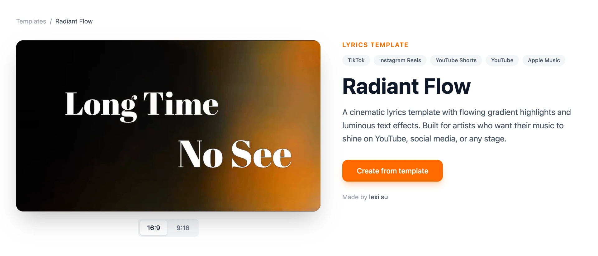 Choosing a template on the Karadeo templates page