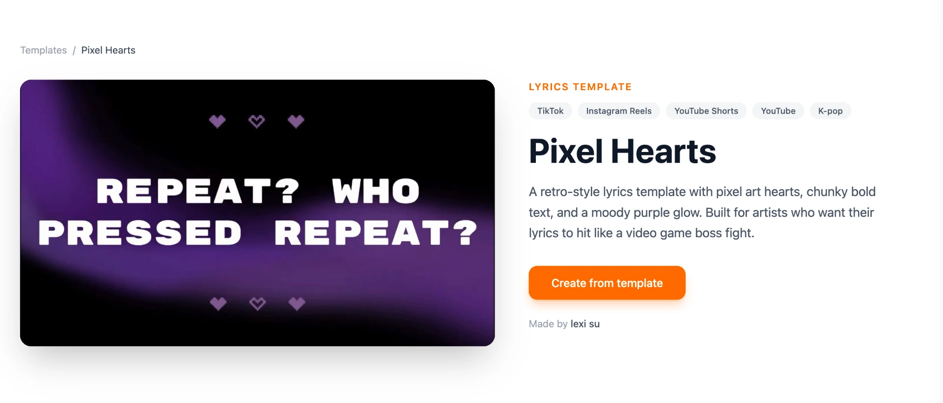 Picking a lyrics video template in Karadeo