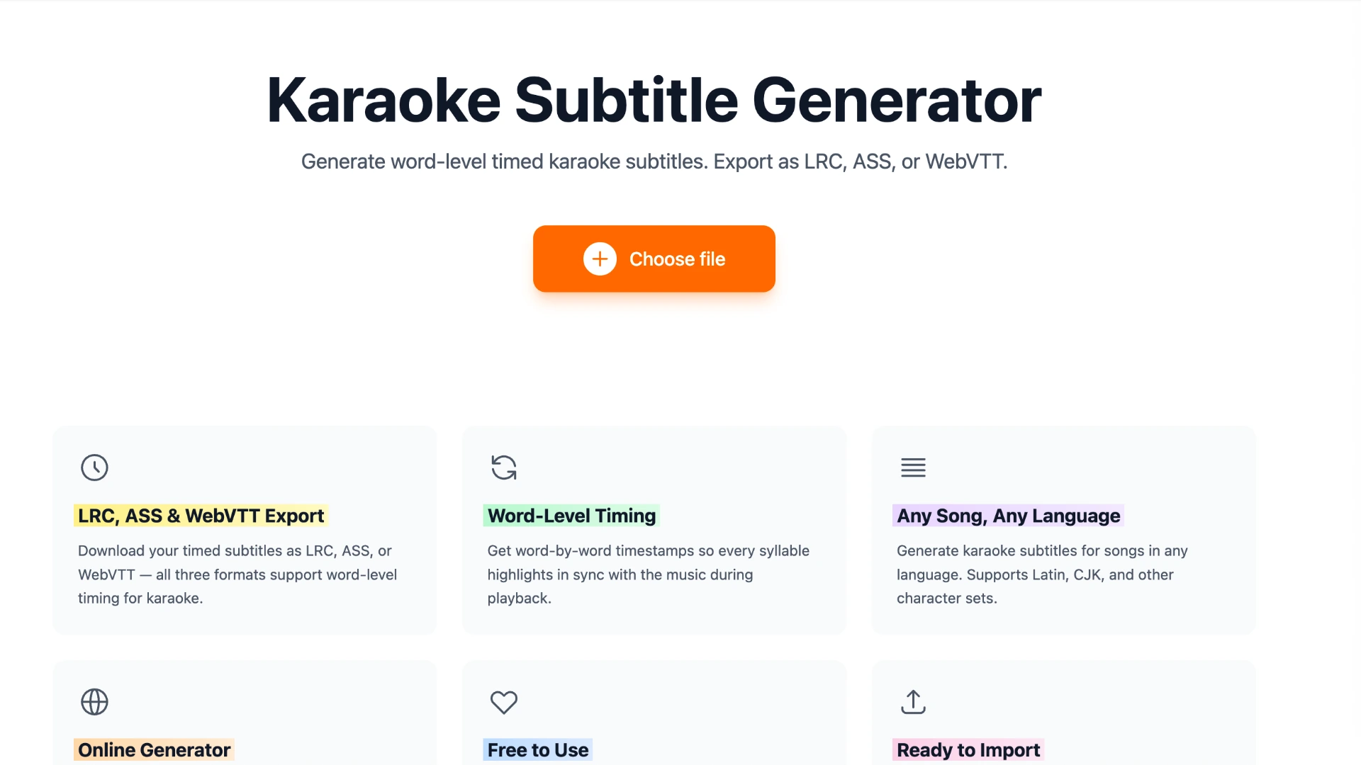 Upload audio to Karadeo Subtitle Generator