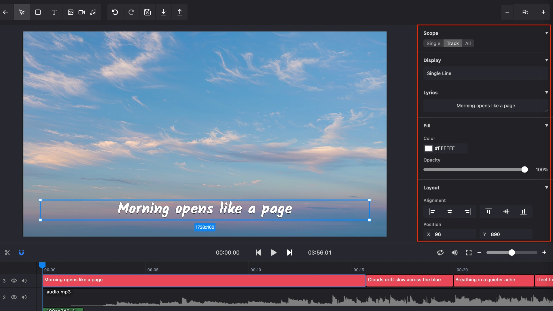Customize lyrics style with fonts, colors, and positioning options