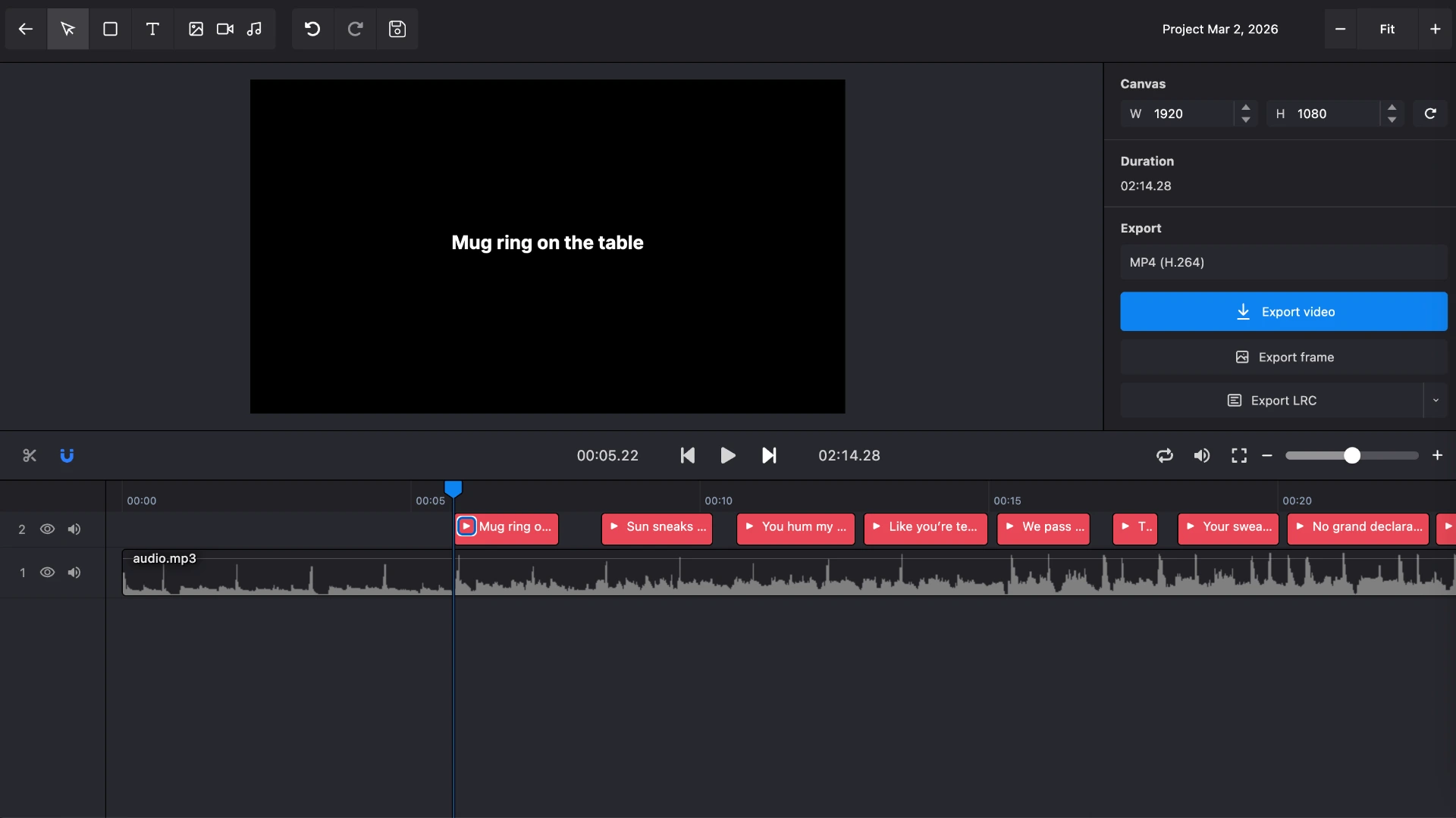 AI sync karaoke lyrics to audio