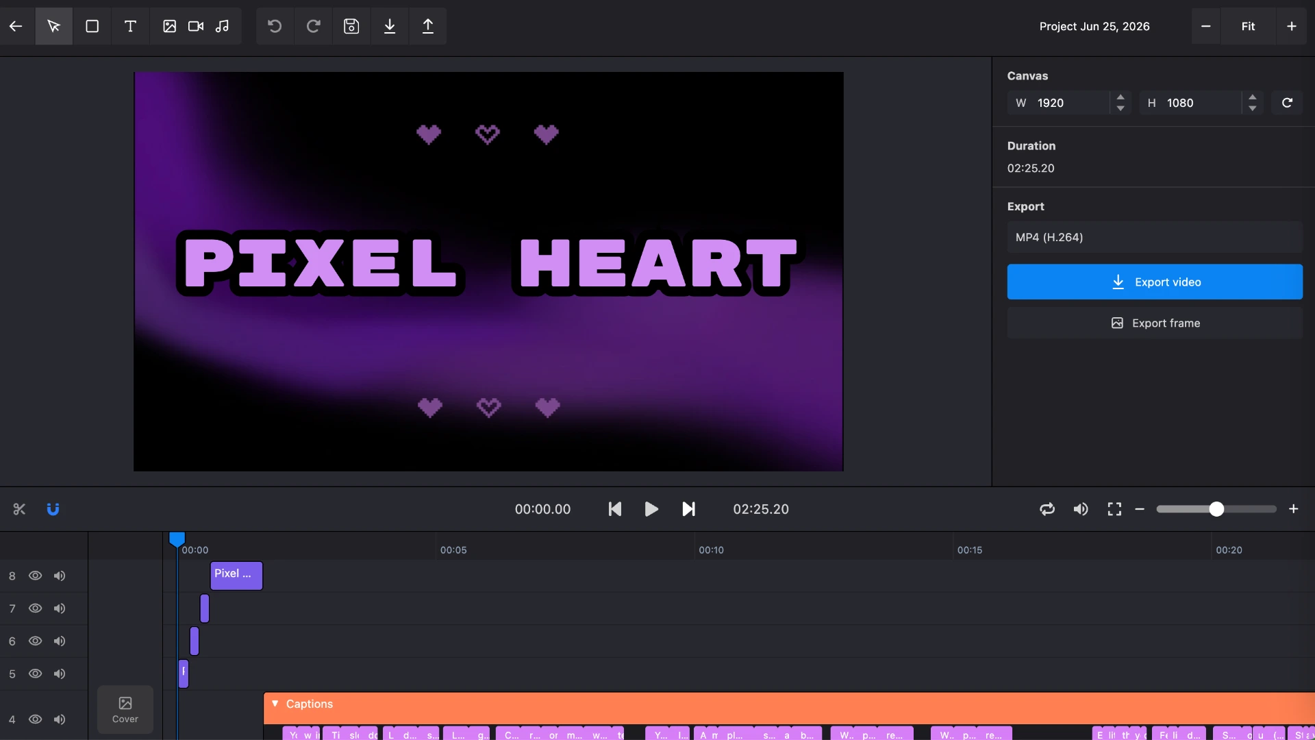 Customizing and exporting a Suno lyrics video in Karadeo