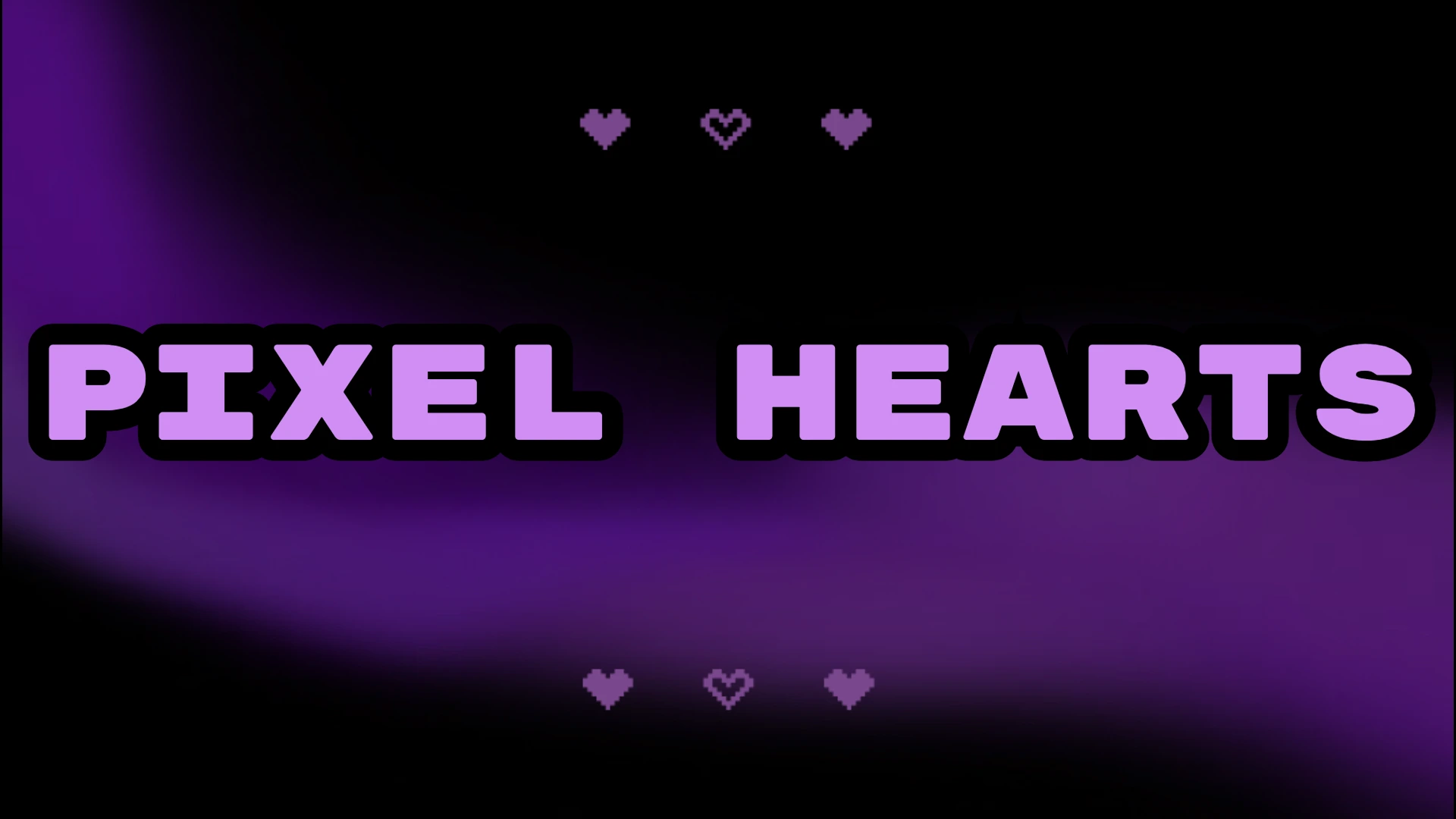 Pixel Hearts word-level lyrics video template — retro pixel art style with purple glow