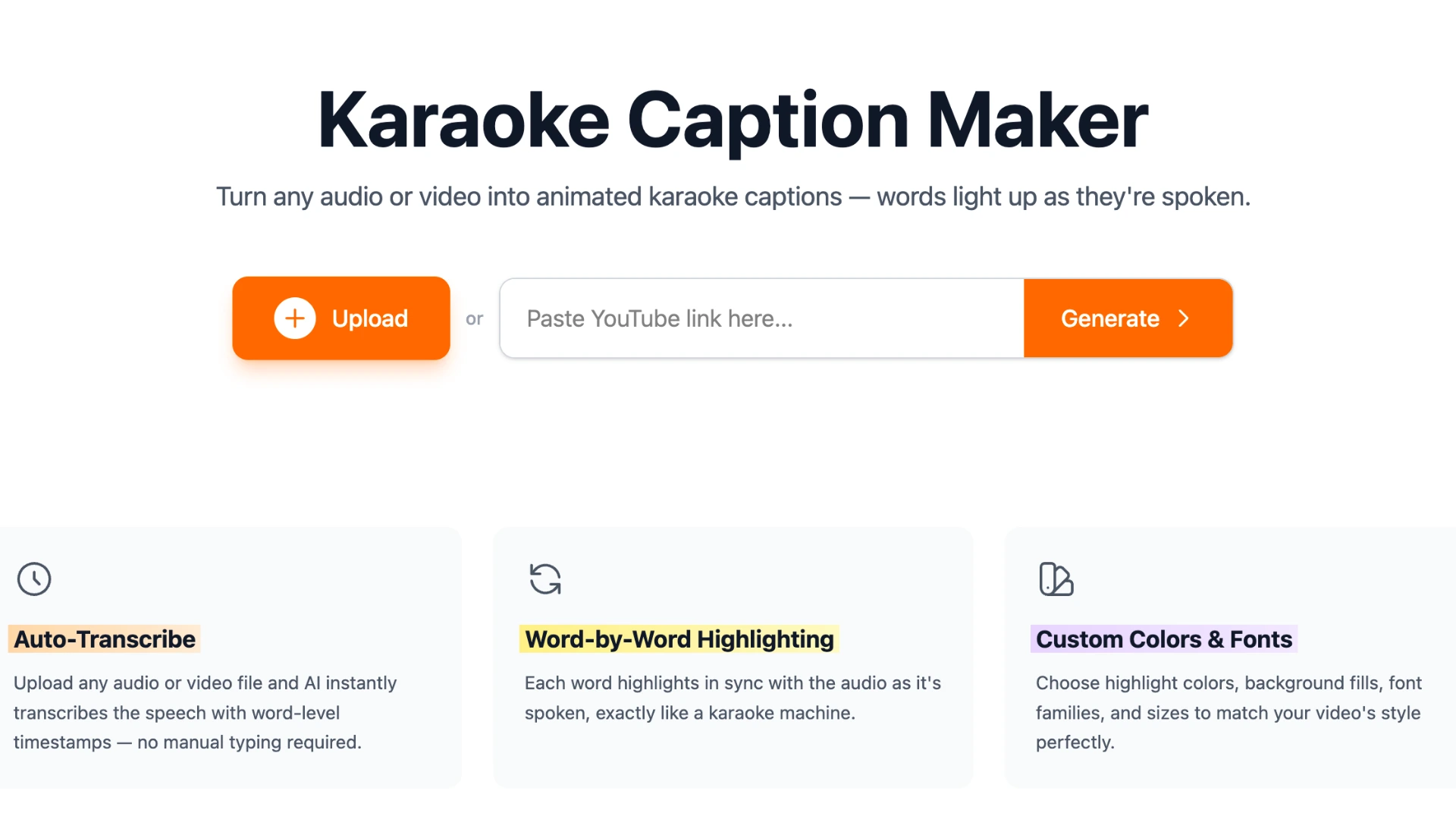 Upload your video or audio file to Karadeo Caption Maker